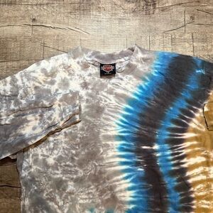 Harley-Davidson Gray and Blue Tie-Dye Shirt